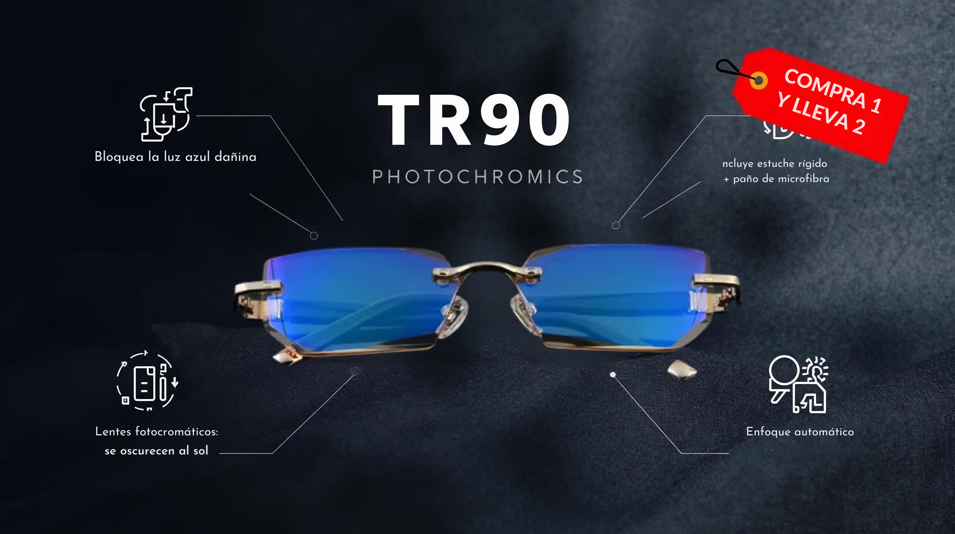 Combo 2 Gafas Tr90 Fotocromáticas | Protección Visual en Todo Momento